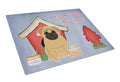 Dog House Collection Pug Brown Cutting Board Tempered Glass Kitchen Cutting Surface, Heat Resistant Chopping, Non-Slip Feet, Food Prep & Serving