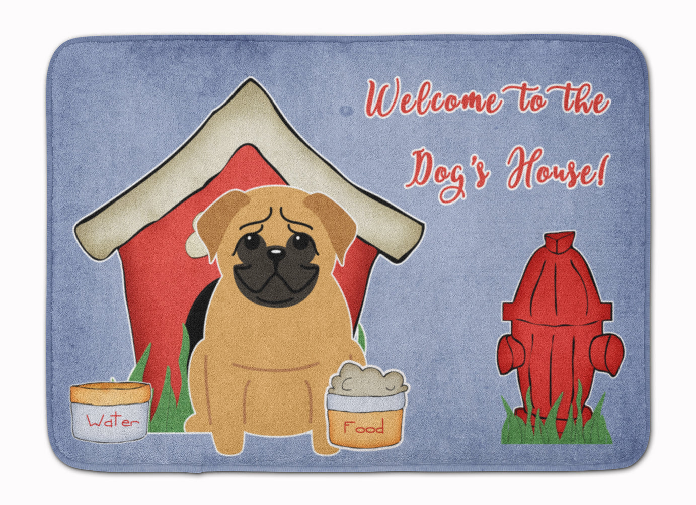 Dog House Collection Pug Brown Memory Foam Kitchen Mat Machine Washable Anti-Fatigue Cushion Comfort Bath or Kitchen Rug