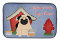 Dog House Collection Pug Fawn Dish Drying Mat Absorbent Dish Drying Mat Pad for Kitchen Counter Dish Drainer Mat for Countertop, 14 x 21", Multicolor