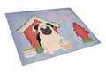 Dog House Collection Pug Fawn Cutting Board Tempered Glass Kitchen Cutting Surface, Heat Resistant Chopping, Non-Slip Feet, Food Prep & Serving