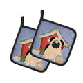Dog House Collection Pug Fawn Pot Holder Set of 2 Heat Resistant Quilted Hot Pads 7.5 x 7.5 Inch, Insulated Kitchen Trivets for Cooking & Baking