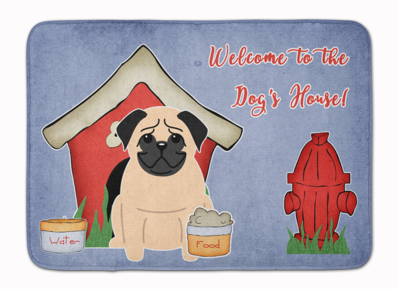 Dog House Collection Pug Fawn Memory Foam Kitchen Mat Machine Washable Anti-Fatigue Cushion Comfort Bath or Kitchen Rug