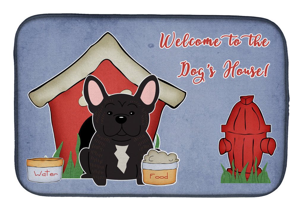 Dog House Collection French Bulldog Brindle Dish Drying Mat Absorbent Dish Drying Mat Pad for Kitchen Counter Dish Drainer Mat for Countertop, 14 x 21", Multicolor