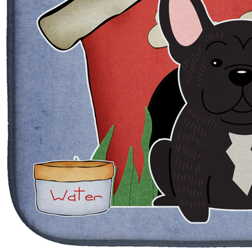 Dog House Collection French Bulldog Brindle Dish Drying Mat Absorbent Dish Drying Mat Pad for Kitchen Counter Dish Drainer Mat for Countertop, 14 x 21", Multicolor