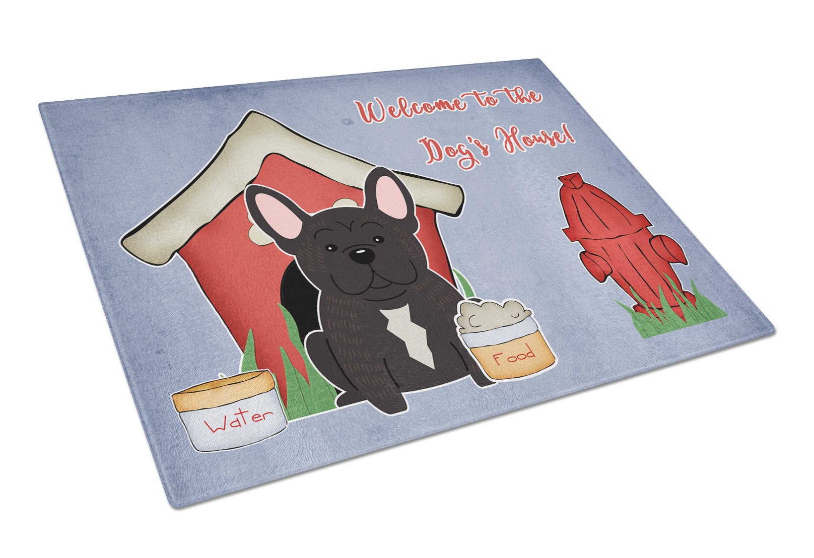 Dog House Collection French Bulldog Brindle Cutting Board Tempered Glass Kitchen Cutting Surface, Heat Resistant Chopping, Non-Slip Feet, Food Prep & Serving