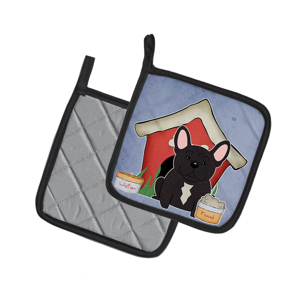 Dog House Collection French Bulldog Brindle Pot Holder Set of 2 Heat Resistant Quilted Hot Pads 7.5 x 7.5 Inch, Insulated Kitchen Trivets for Cooking & Baking