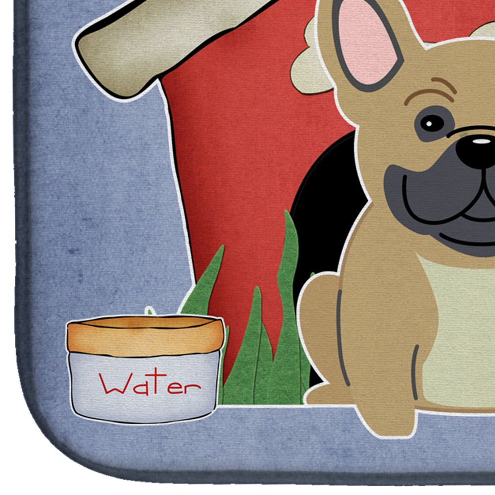 Dog House Collection French Bulldog Cream Dish Drying Mat Absorbent Dish Drying Mat Pad for Kitchen Counter Dish Drainer Mat for Countertop, 14 x 21", Multicolor