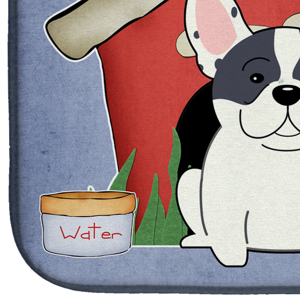 Dog House Collection French Bulldog Piebald Dish Drying Mat Absorbent Dish Drying Mat Pad for Kitchen Counter Dish Drainer Mat for Countertop, 14 x 21", Multicolor