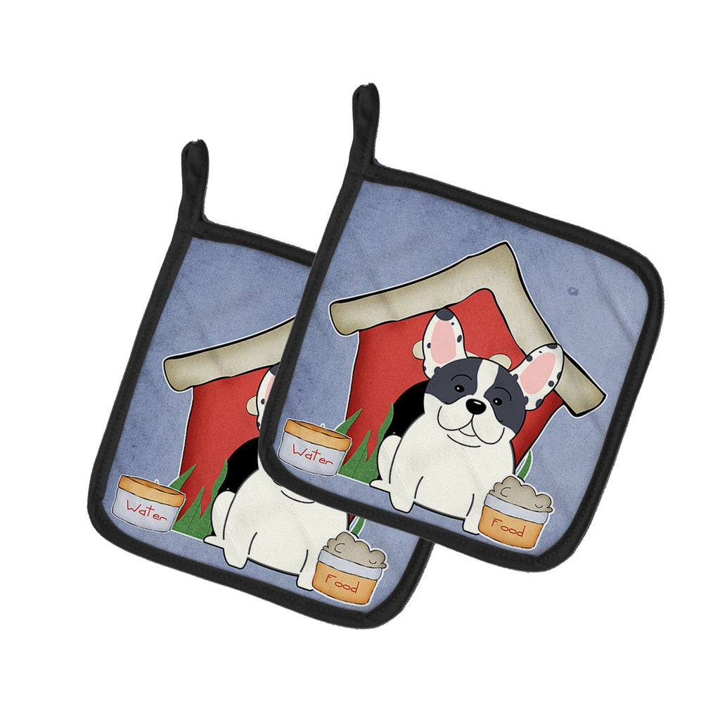 Dog House Collection French Bulldog Piebald Pot Holder Set of 2 Heat Resistant Quilted Hot Pads 7.5 x 7.5 Inch, Insulated Kitchen Trivets for Cooking & Baking
