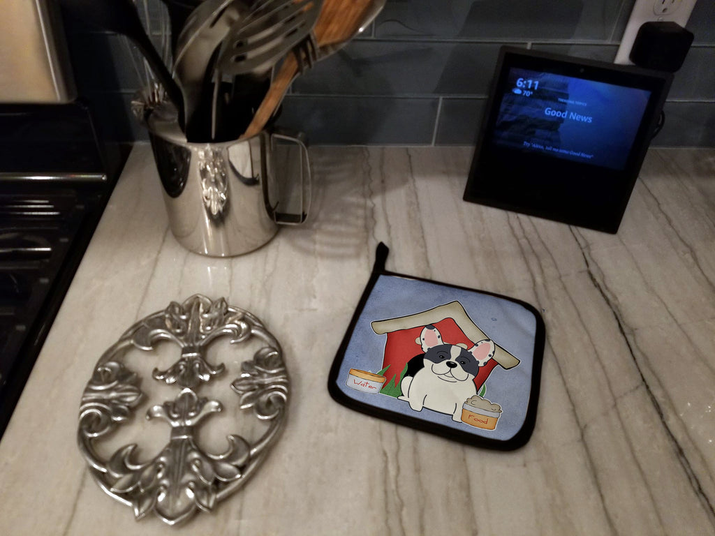 Dog House Collection French Bulldog Piebald Pot Holder Set of 2 Heat Resistant Quilted Hot Pads 7.5 x 7.5 Inch, Insulated Kitchen Trivets for Cooking & Baking