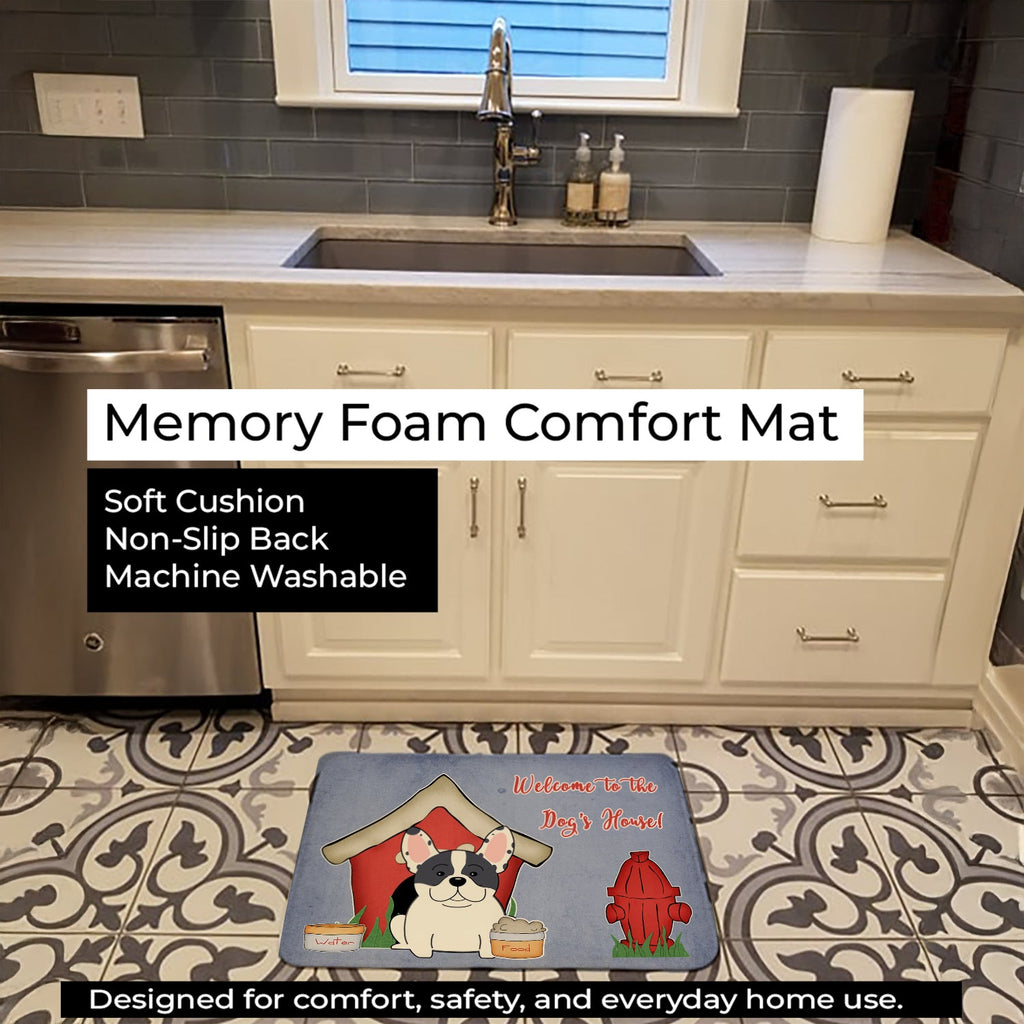 Dog House Collection French Bulldog Piebald Memory Foam Kitchen Mat Machine Washable Anti-Fatigue Cushion Comfort Bath or Kitchen Rug