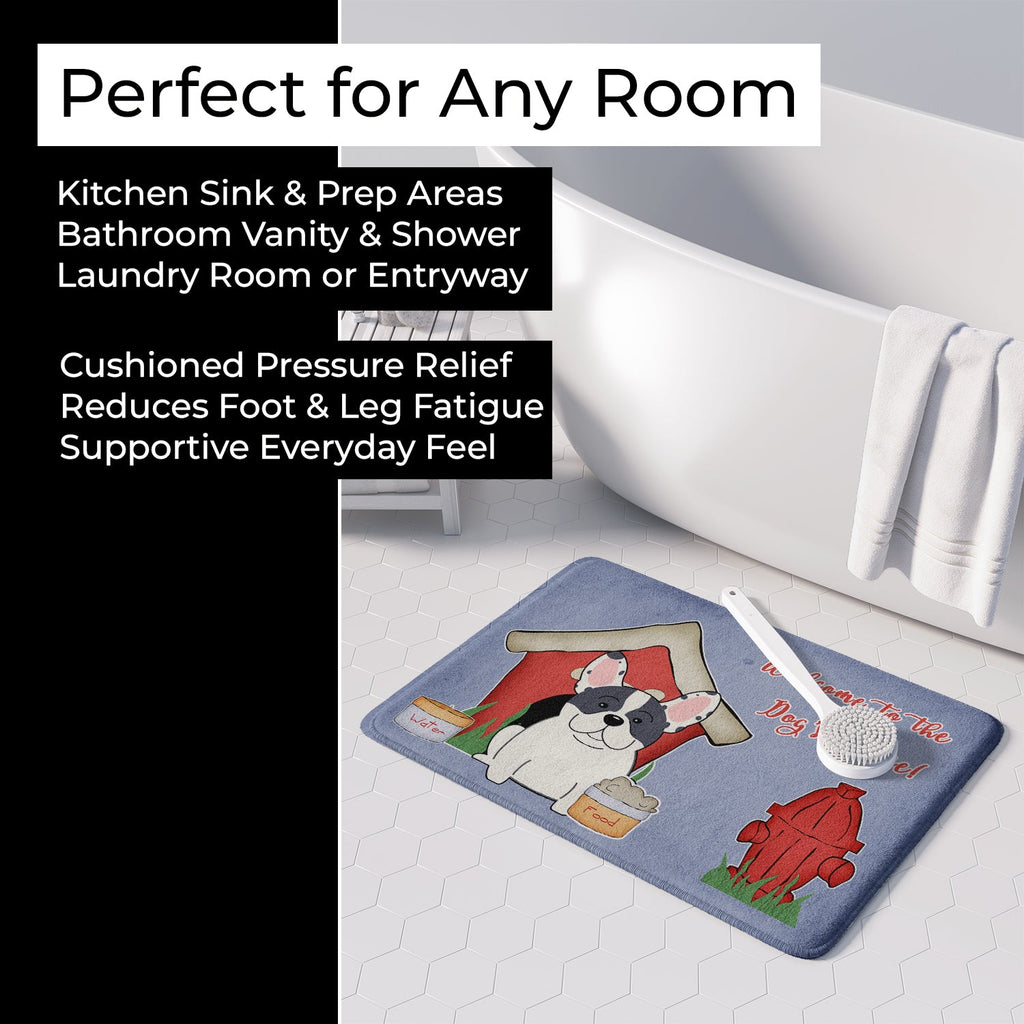 Dog House Collection French Bulldog Piebald Memory Foam Kitchen Mat Machine Washable Anti-Fatigue Cushion Comfort Bath or Kitchen Rug