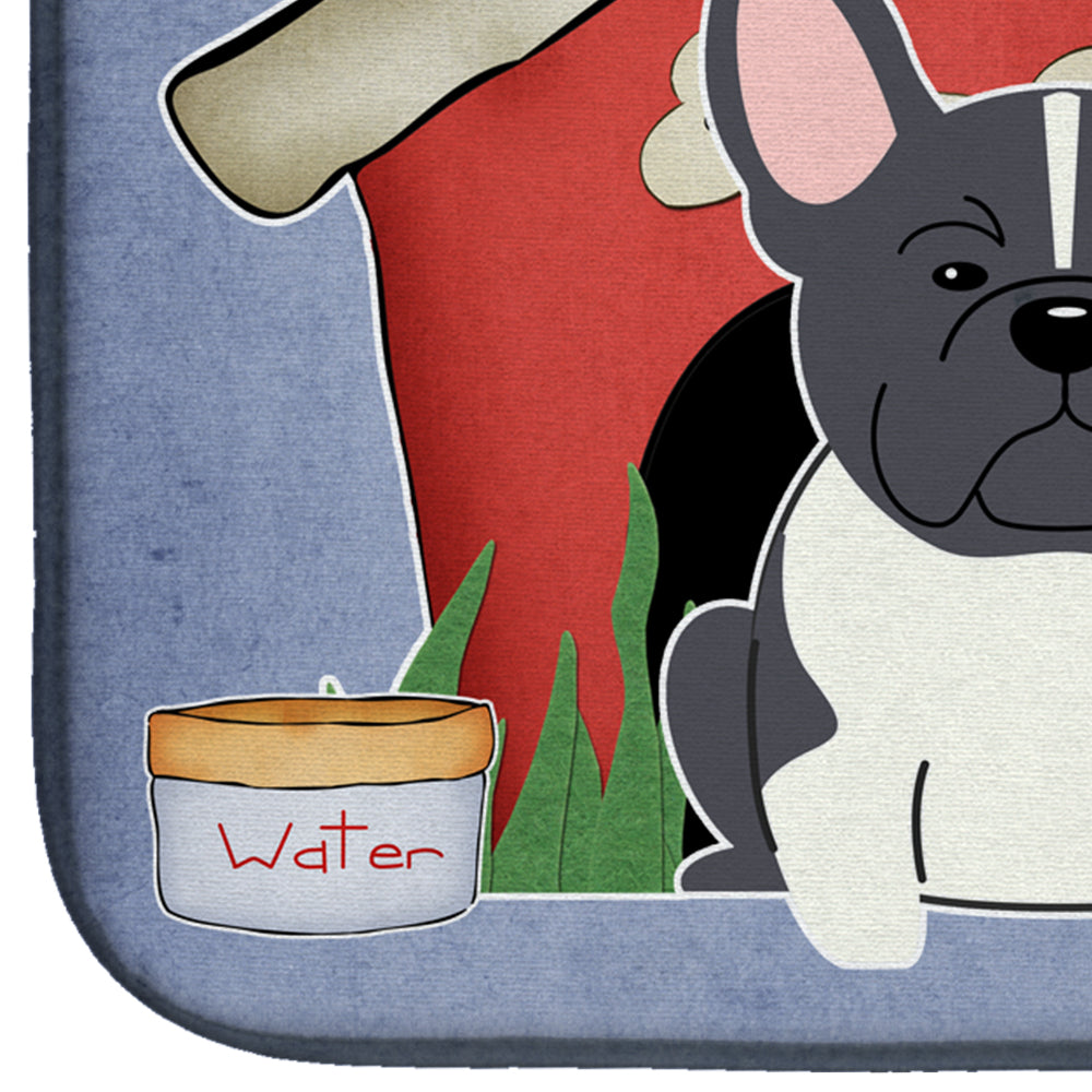 Dog House Collection French Bulldog Black White Dish Drying Mat Absorbent Dish Drying Mat Pad for Kitchen Counter Dish Drainer Mat for Countertop, 14 x 21", Multicolor