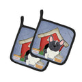 Dog House Collection French Bulldog Black White Pot Holder Set of 2 Heat Resistant Quilted Hot Pads 7.5 x 7.5 Inch, Insulated Kitchen Trivets for Cooking & Baking