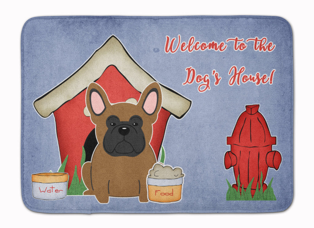 Dog House Collection French Bulldog Brown Memory Foam Kitchen Mat Machine Washable Anti-Fatigue Cushion Comfort Bath or Kitchen Rug