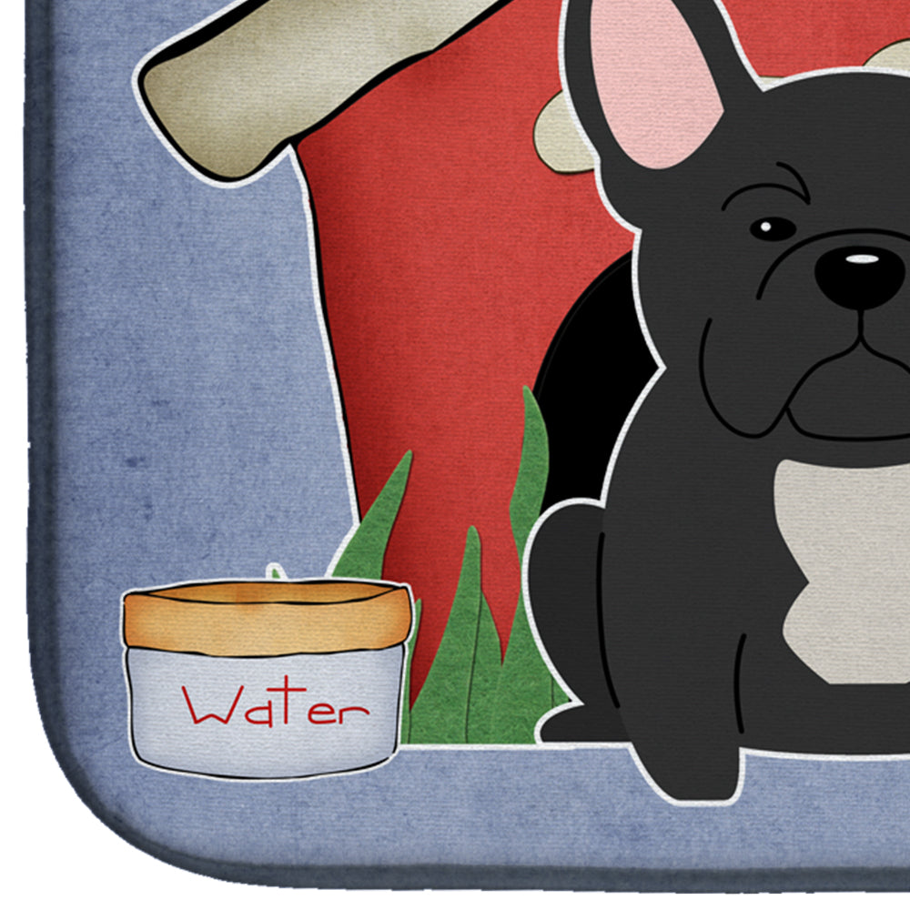 Dog House Collection French Bulldog Black Dish Drying Mat Absorbent Dish Drying Mat Pad for Kitchen Counter Dish Drainer Mat for Countertop, 14 x 21", Multicolor