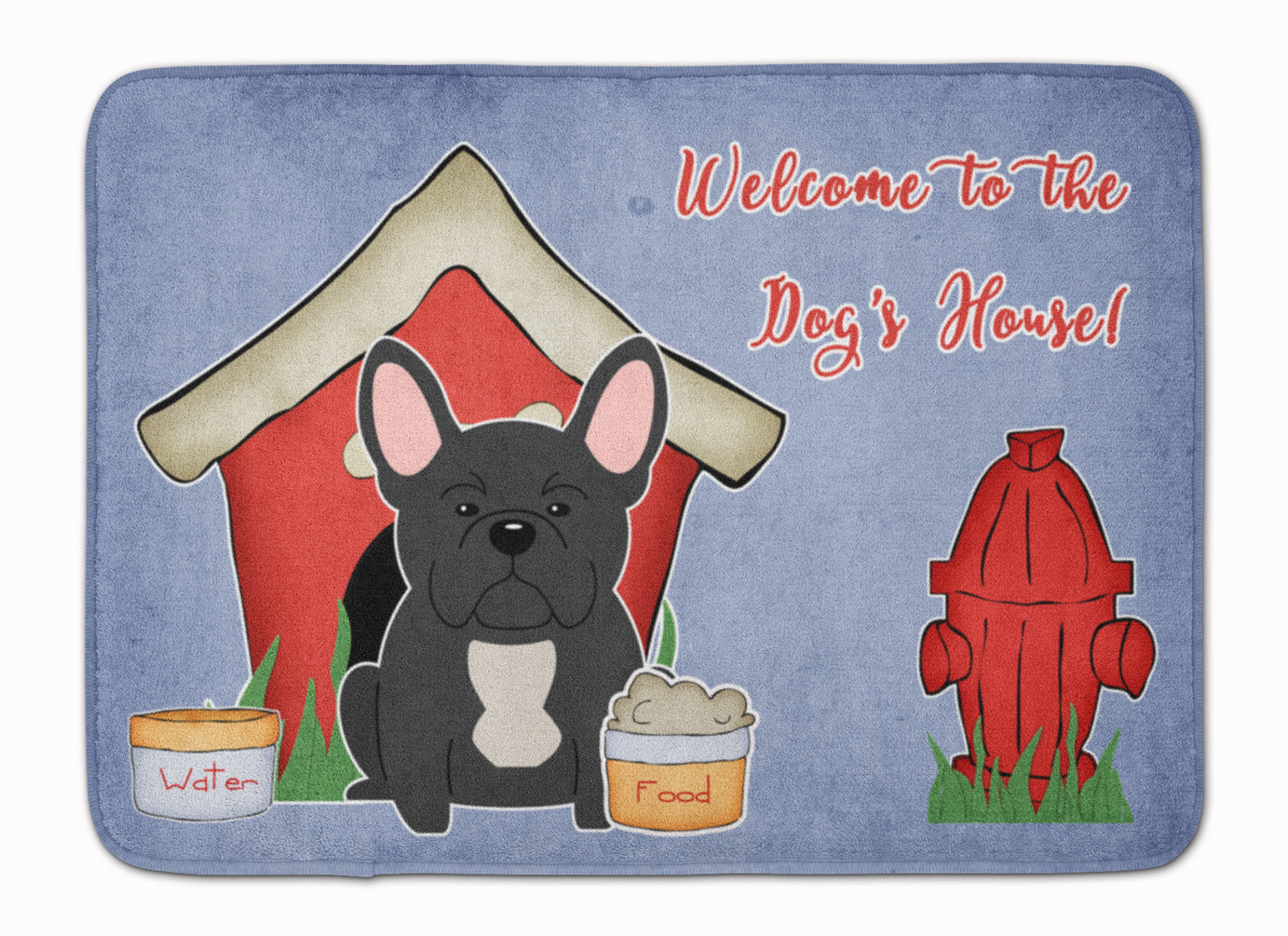 Dog House Collection French Bulldog Black Memory Foam Kitchen Mat Machine Washable Anti-Fatigue Cushion Comfort Bath or Kitchen Rug