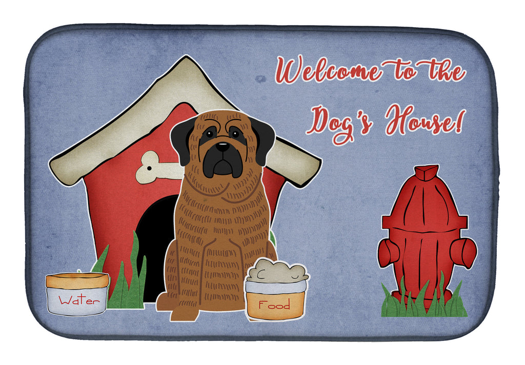 Dog House Collection Mastiff Brindle Dish Drying Mat Absorbent Dish Drying Mat Pad for Kitchen Counter Dish Drainer Mat for Countertop, 14 x 21", Multicolor