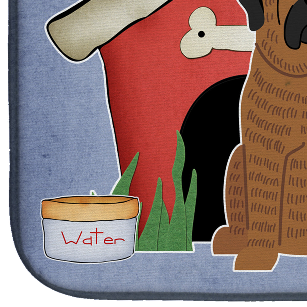 Dog House Collection Mastiff Brindle Dish Drying Mat Absorbent Dish Drying Mat Pad for Kitchen Counter Dish Drainer Mat for Countertop, 14 x 21", Multicolor