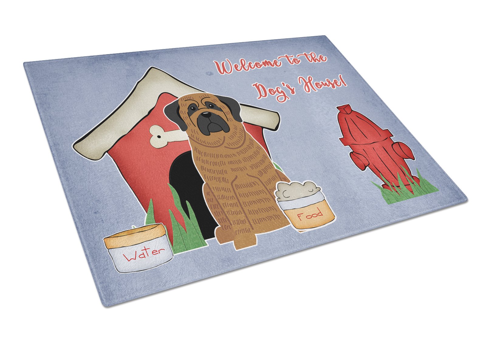 Dog House Collection Mastiff Brindle Cutting Board Tempered Glass Kitchen Cutting Surface, Heat Resistant Chopping, Non-Slip Feet, Food Prep & Serving