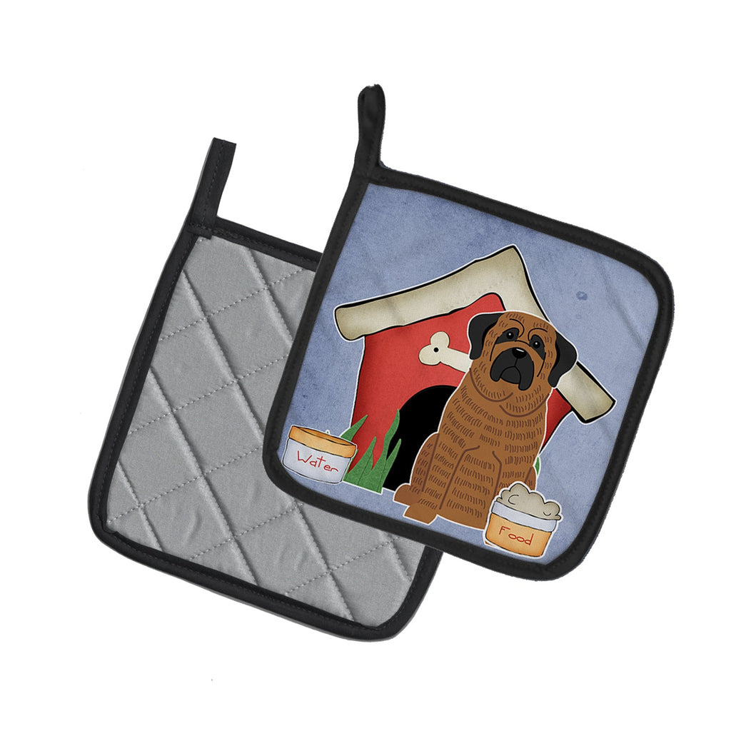 Dog House Collection Mastiff Brindle Pot Holder Set of 2 Heat Resistant Quilted Hot Pads 7.5 x 7.5 Inch, Insulated Kitchen Trivets for Cooking & Baking