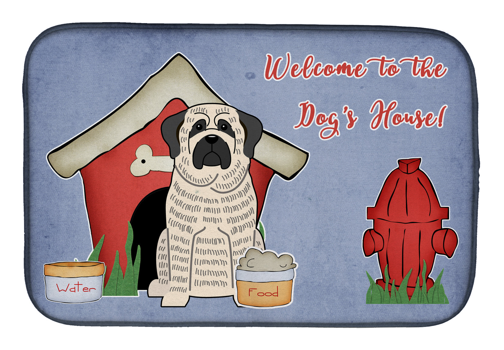 Dog House Collection Mastiff Brindle White Dish Drying Mat Absorbent Dish Drying Mat Pad for Kitchen Counter Dish Drainer Mat for Countertop, 14 x 21", Multicolor