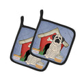 Dog House Collection Mastiff Brindle White Pot Holder Set of 2 Heat Resistant Quilted Hot Pads 7.5 x 7.5 Inch, Insulated Kitchen Trivets for Cooking & Baking