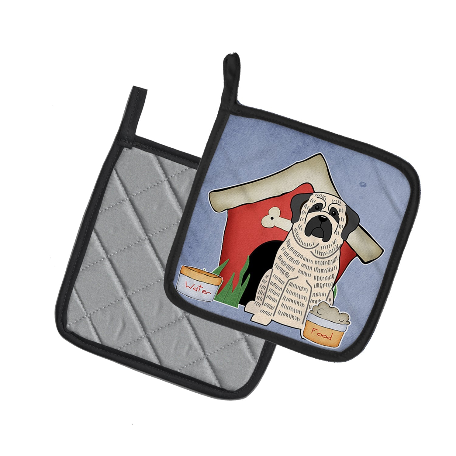 Dog House Collection Mastiff Brindle White Pot Holder Set of 2 Heat Resistant Quilted Hot Pads 7.5 x 7.5 Inch, Insulated Kitchen Trivets for Cooking & Baking