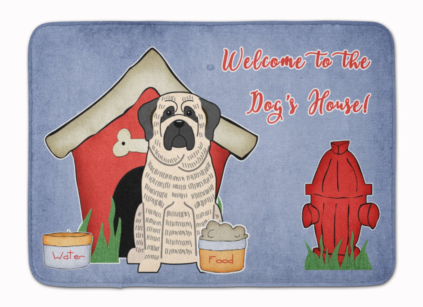 Dog House Collection Mastiff Brindle White Memory Foam Kitchen Mat Machine Washable Anti-Fatigue Cushion Comfort Bath or Kitchen Rug