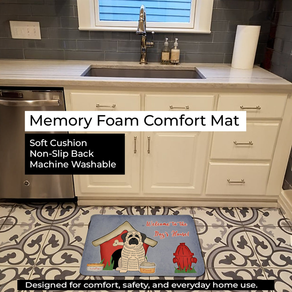 Dog House Collection Mastiff Brindle White Memory Foam Kitchen Mat Machine Washable Anti-Fatigue Cushion Comfort Bath or Kitchen Rug