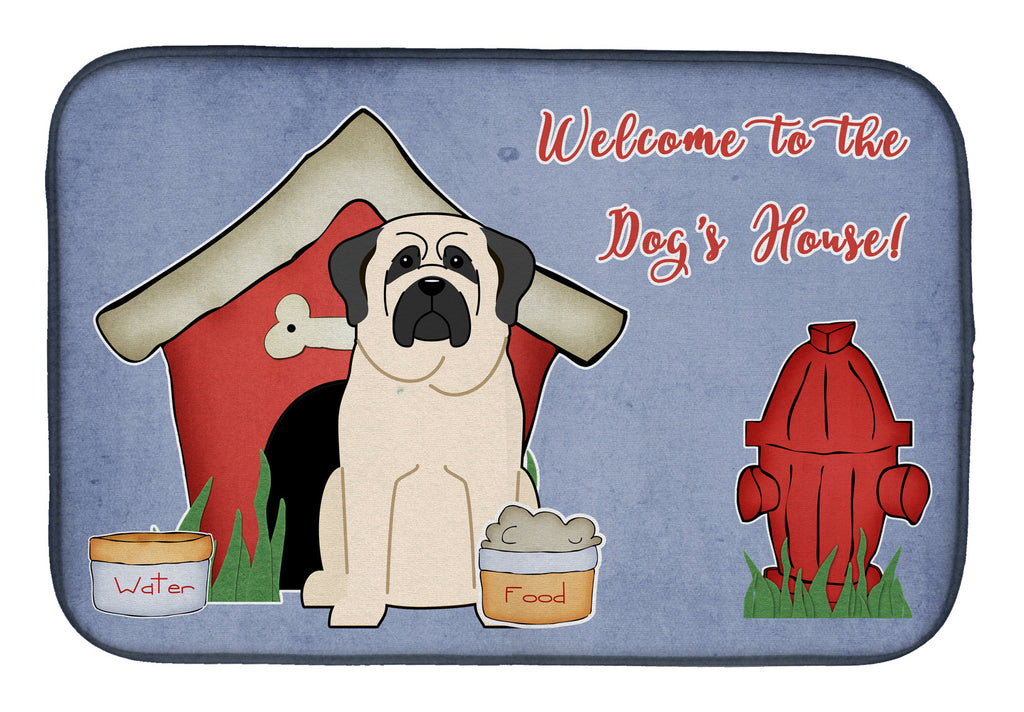 Dog House Collection Mastiff White Dish Drying Mat Absorbent Dish Drying Mat Pad for Kitchen Counter Dish Drainer Mat for Countertop, 14 x 21", Multicolor