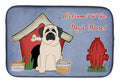 Dog House Collection Mastiff White Dish Drying Mat Absorbent Dish Drying Mat Pad for Kitchen Counter Dish Drainer Mat for Countertop, 14 x 21", Multicolor