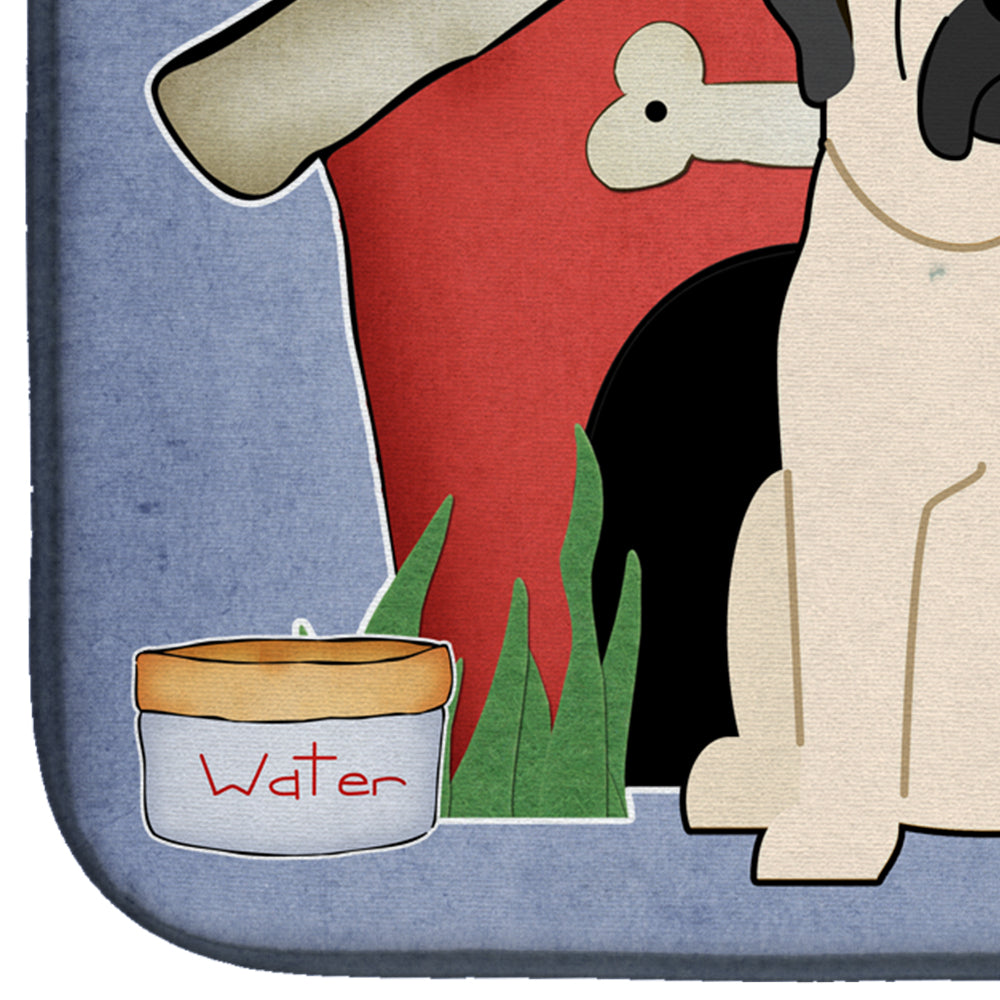 Dog House Collection Mastiff White Dish Drying Mat Absorbent Dish Drying Mat Pad for Kitchen Counter Dish Drainer Mat for Countertop, 14 x 21", Multicolor