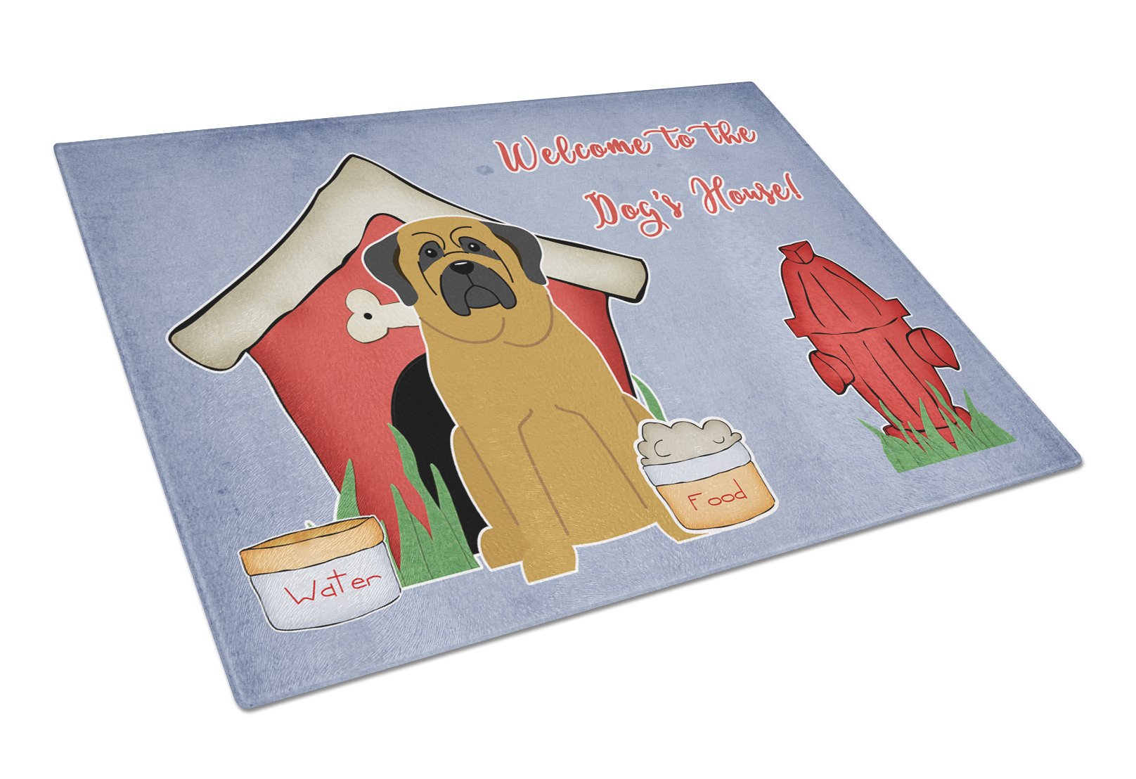 Dog House Collection Mastiff Cutting Board Tempered Glass Kitchen Cutting Surface, Heat Resistant Chopping, Non-Slip Feet, Food Prep & Serving