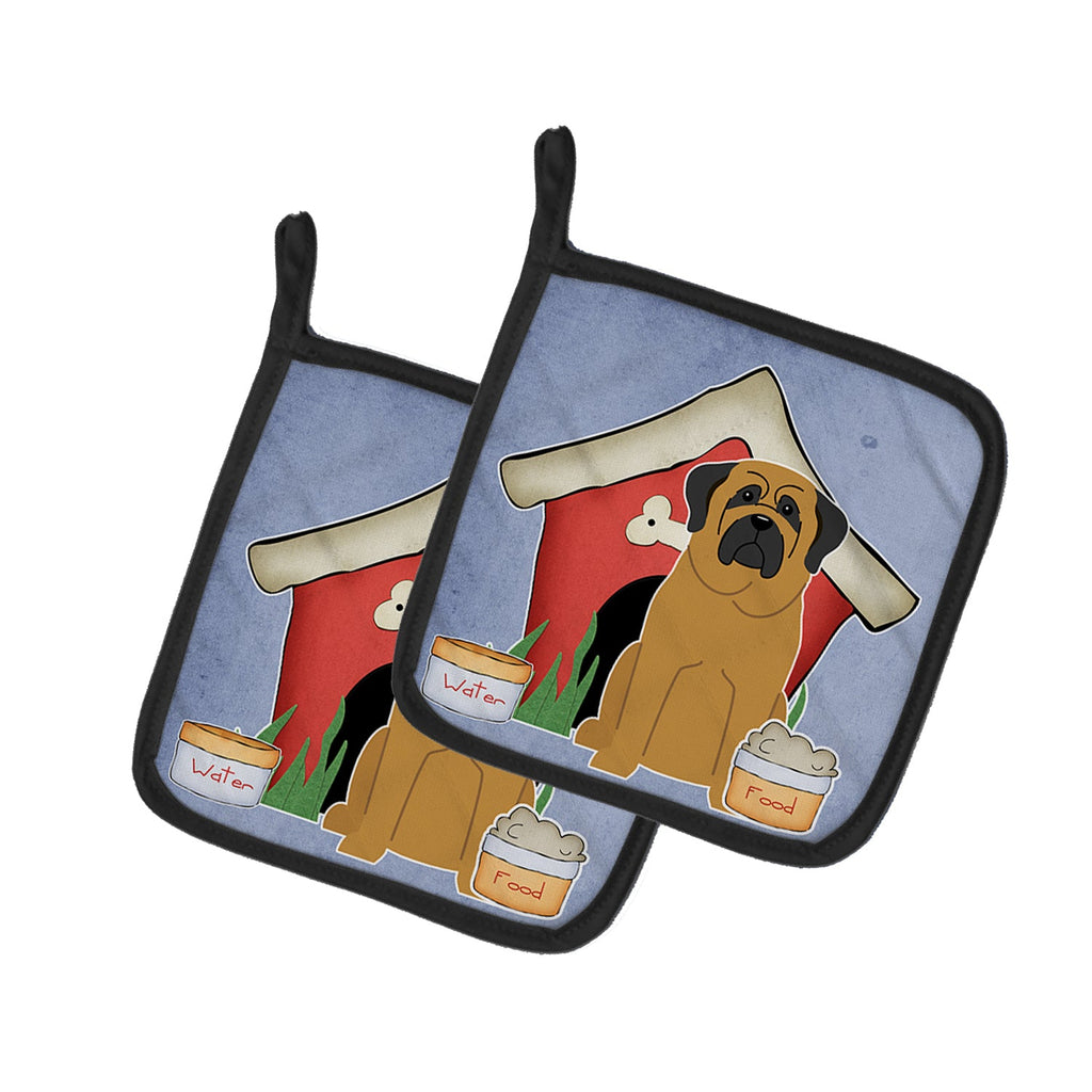 Dog House Collection Mastiff Pot Holder Set of 2 Heat Resistant Quilted Hot Pads 7.5 x 7.5 Inch, Insulated Kitchen Trivets for Cooking & Baking