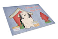 Dog House Collection Lowchen Cutting Board Tempered Glass Kitchen Cutting Surface, Heat Resistant Chopping, Non-Slip Feet, Food Prep & Serving