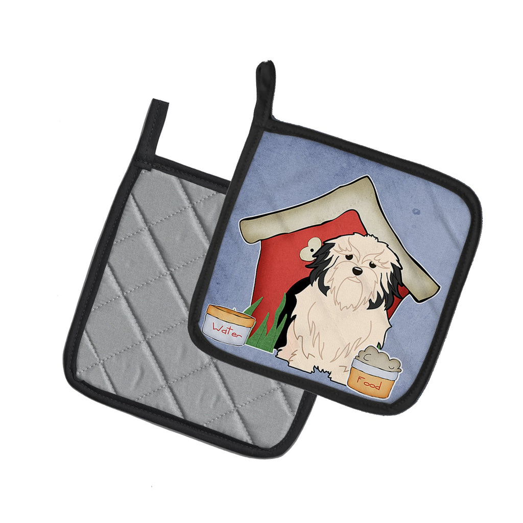 Dog House Collection Lowchen Pot Holder Set of 2 Heat Resistant Quilted Hot Pads 7.5 x 7.5 Inch, Insulated Kitchen Trivets for Cooking & Baking