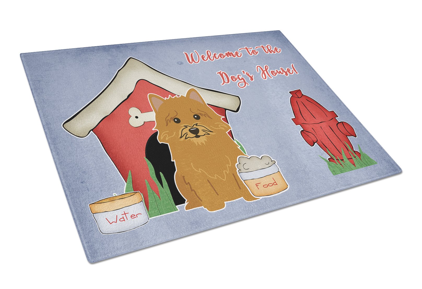 Dog House Collection Norwich Terrier Cutting Board Tempered Glass Kitchen Cutting Surface, Heat Resistant Chopping, Non-Slip Feet, Food Prep & Serving