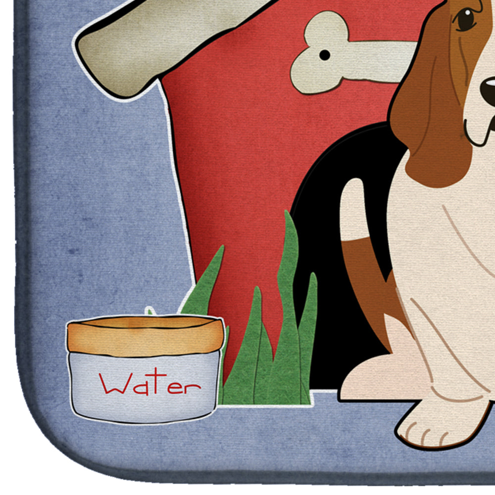 Dog House Collection Basset Hound Dish Drying Mat Absorbent Dish Drying Mat Pad for Kitchen Counter Dish Drainer Mat for Countertop, 14 x 21", Multicolor
