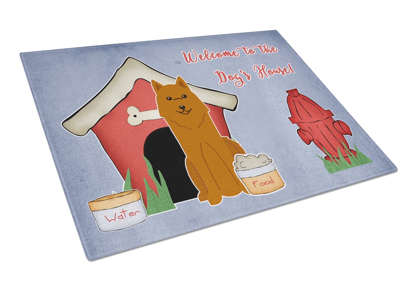 Dog House Collection Karelian Bear Dog Cutting Board Tempered Glass Kitchen Cutting Surface, Heat Resistant Chopping, Non-Slip Feet, Food Prep & Serving
