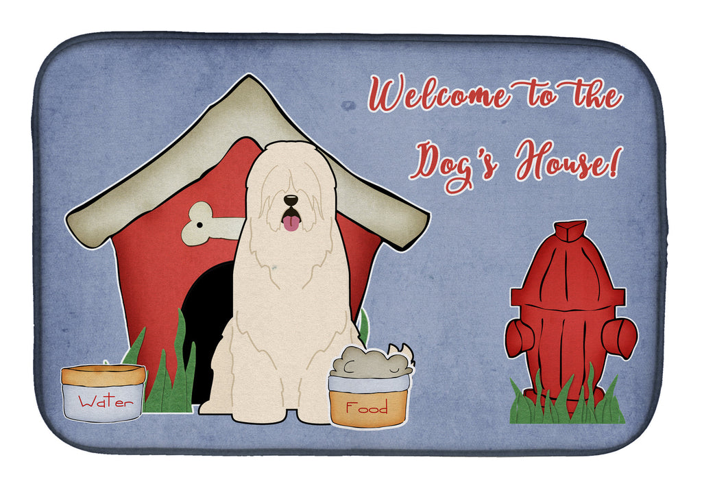 Dog House Collection South Russian Sheepdog Dish Drying Mat Absorbent Dish Drying Mat Pad for Kitchen Counter Dish Drainer Mat for Countertop, 14 x 21", Multicolor