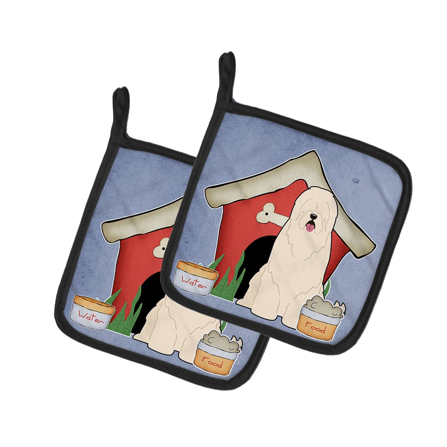 Dog House Collection South Russian Sheepdog Pot Holder Set of 2 Heat Resistant Quilted Hot Pads 7.5 x 7.5 Inch, Insulated Kitchen Trivets for Cooking & Baking