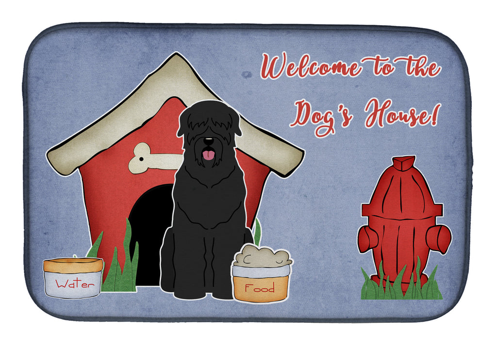 Dog House Collection Black Russian Terrier Dish Drying Mat Absorbent Dish Drying Mat Pad for Kitchen Counter Dish Drainer Mat for Countertop, 14 x 21", Multicolor