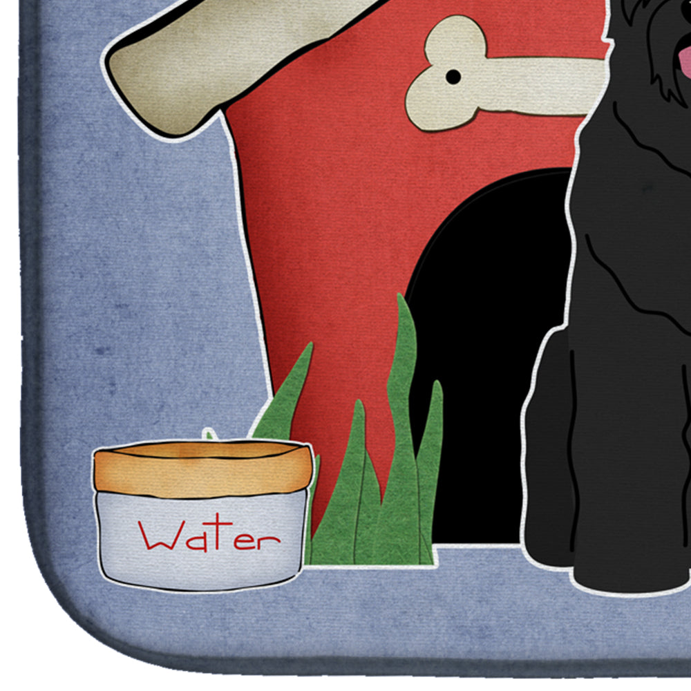 Dog House Collection Black Russian Terrier Dish Drying Mat Absorbent Dish Drying Mat Pad for Kitchen Counter Dish Drainer Mat for Countertop, 14 x 21", Multicolor