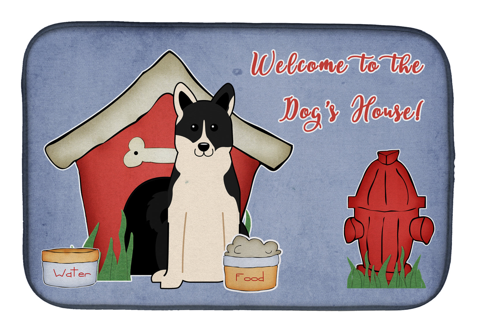 Dog House Collection Russo-European Laika Spitz Dish Drying Mat Absorbent Dish Drying Mat Pad for Kitchen Counter Dish Drainer Mat for Countertop, 14 x 21", Multicolor