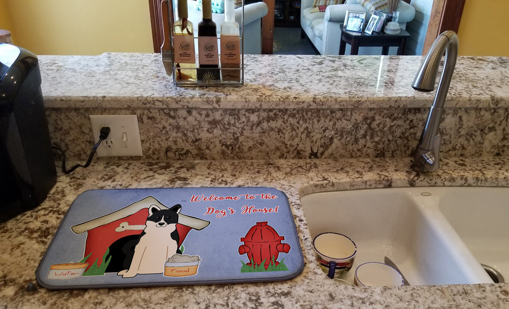 Dog House Collection Russo-European Laika Spitz Dish Drying Mat Absorbent Dish Drying Mat Pad for Kitchen Counter Dish Drainer Mat for Countertop, 14 x 21", Multicolor