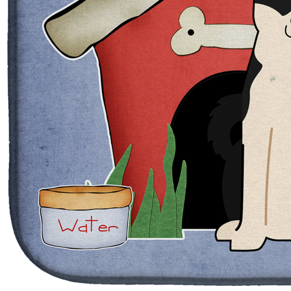 Dog House Collection Russo-European Laika Spitz Dish Drying Mat Absorbent Dish Drying Mat Pad for Kitchen Counter Dish Drainer Mat for Countertop, 14 x 21", Multicolor
