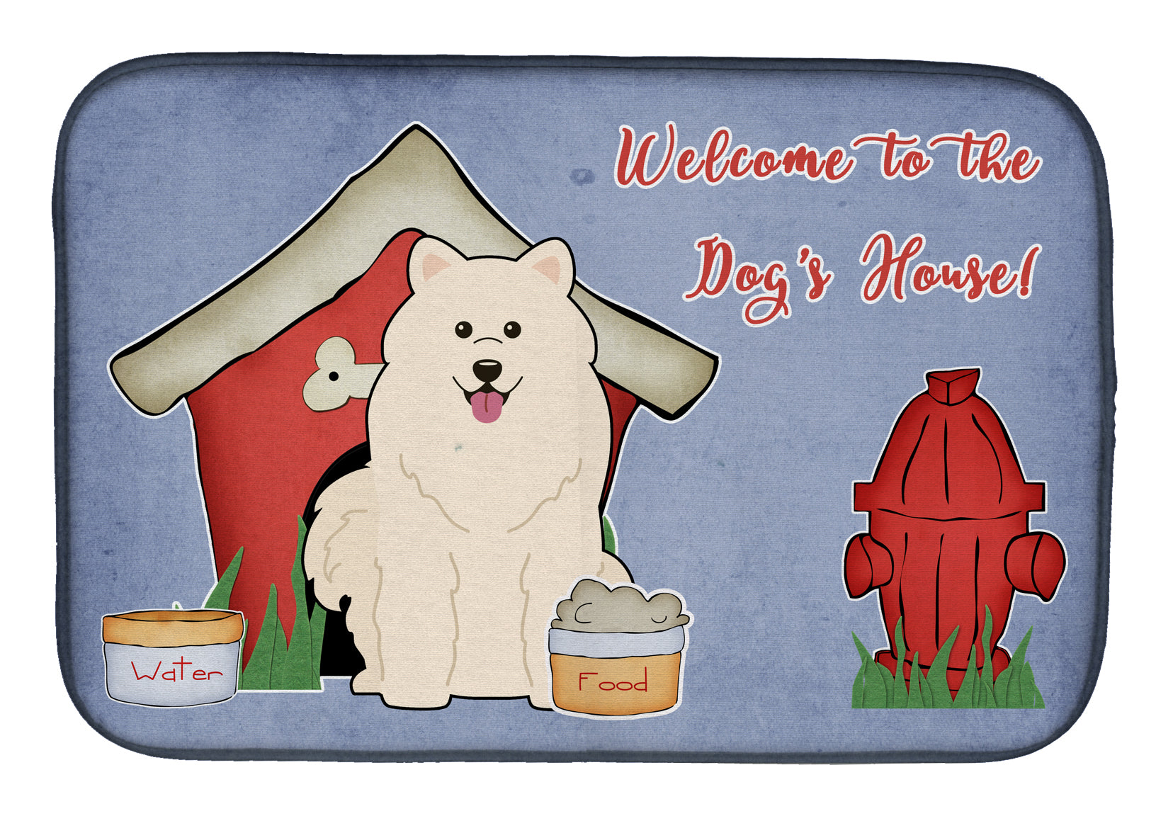 Dog House Collection Samoyed Dish Drying Mat Absorbent Dish Drying Mat Pad for Kitchen Counter Dish Drainer Mat for Countertop, 14 x 21", Multicolor