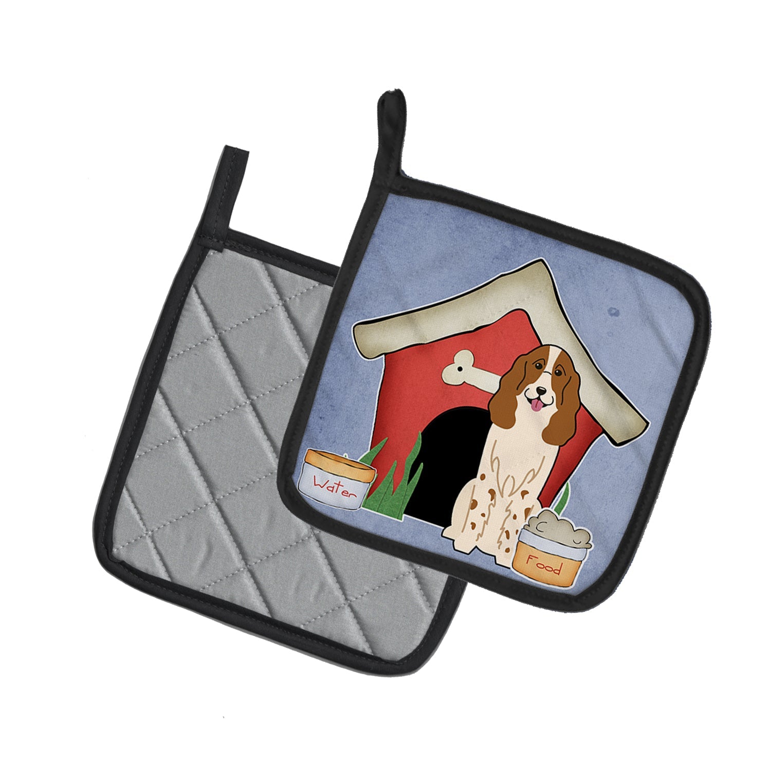 Dog House Collection Russian Spaniel Pot Holder Set of 2 Heat Resistant Quilted Hot Pads 7.5 x 7.5 Inch, Insulated Kitchen Trivets for Cooking & Baking
