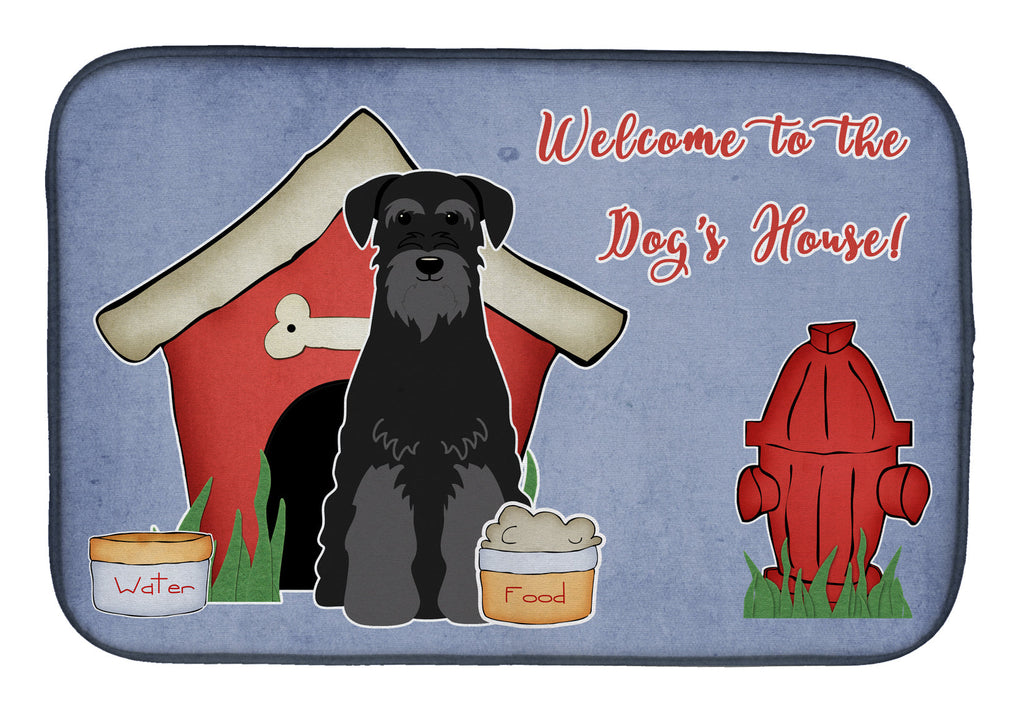Dog House Collection Standard Schnauzer Black Dish Drying Mat Absorbent Dish Drying Mat Pad for Kitchen Counter Dish Drainer Mat for Countertop, 14 x 21", Multicolor